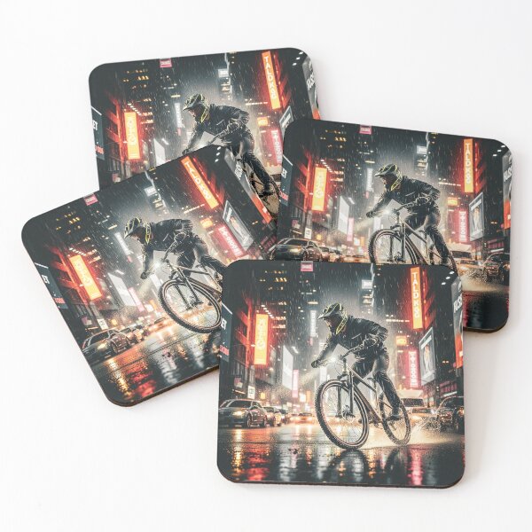 Item preview, Surreal Downpour Cyclist - Futuristic City Night Ride. designed and sold by Hinson MTB Visuals.