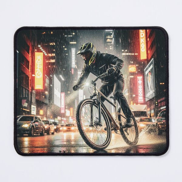 Item preview, Surreal Downpour Cyclist - Futuristic City Night Ride. designed and sold by Hinson MTB Visuals.