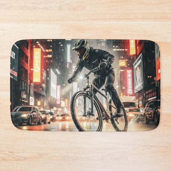 Item preview, Surreal Downpour Cyclist - Futuristic City Night Ride. designed and sold by Hinson MTB Visuals.