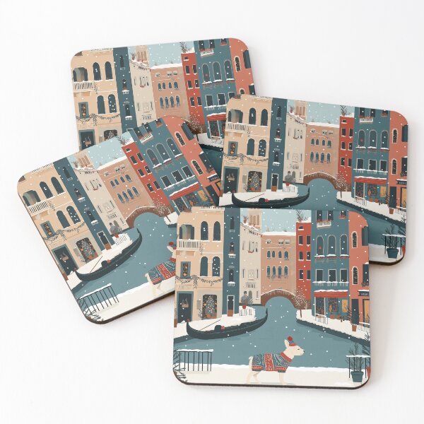 Item preview, A Frenchie’s Christmas Walk in Snowy Venice designed and sold by moodyfyit.
