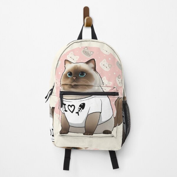 Item preview, Cute Chubby Cat in I Love Fish T-Shirt - Adorable Himalayan Ragdoll Kitten Illustration designed and sold by HumTumMe.