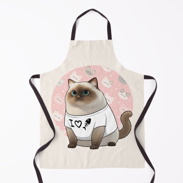 Item preview, Cute Chubby Cat in I Love Fish T-Shirt - Adorable Himalayan Ragdoll Kitten Illustration designed and sold by HumTumMe.
