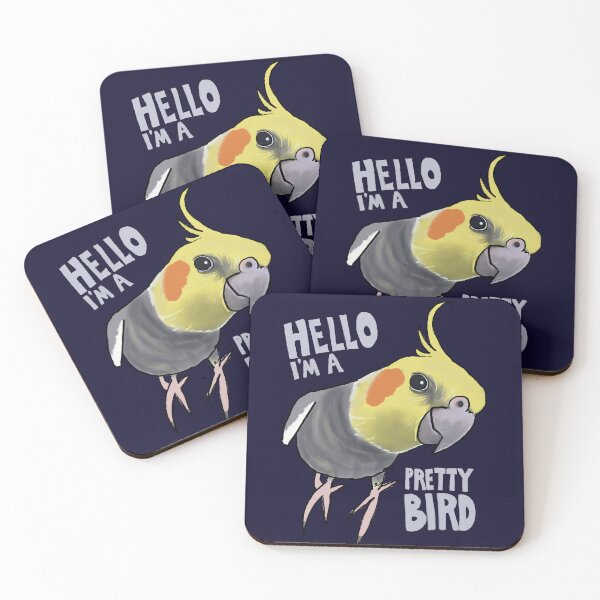 Item preview, Funny Talking Grey Cockatiel Hello Pretty Bird Illustration  designed and sold by Stable-Camp-Rd.