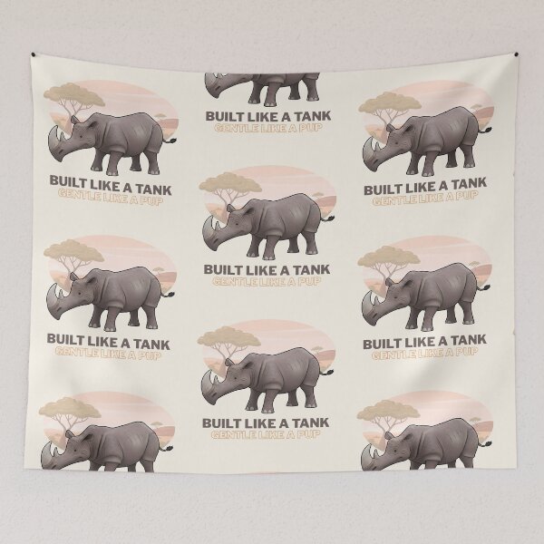 Item preview, Built Like A Tank Gentle Like A Pup - Funny Rhino Quote T-Shirt designed and sold by HumTumMe.