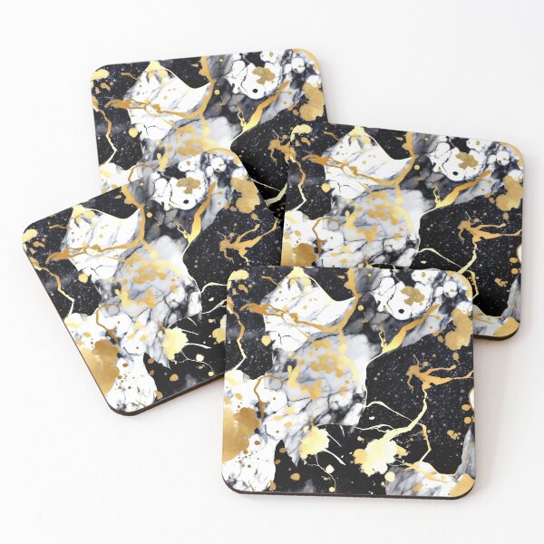 Item preview, Black, White, And Golden Hues Marbled Art Abstract designed and sold by DEC02.
