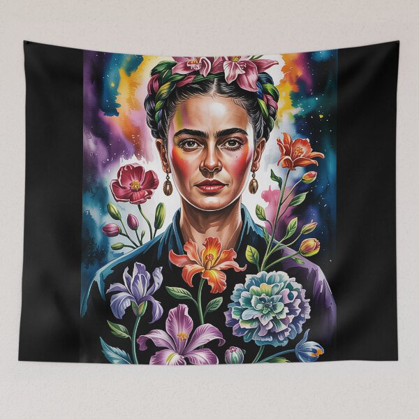 Item preview, Frida Kahlo-inspired Floral Queen: A Surreal Portrait of Blossoms and Fire designed and sold by trixxcreative.