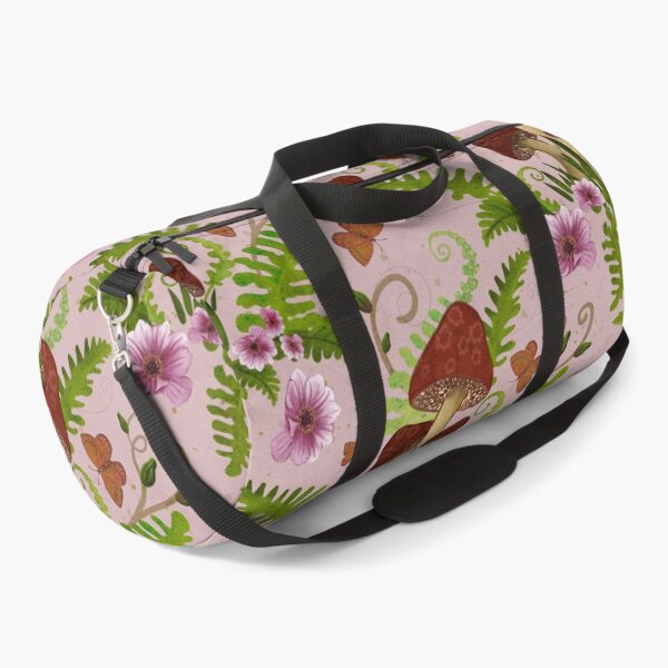 Item preview, Mushrooms, ferns, and flowers on pink designed and sold by Tucci-designs.