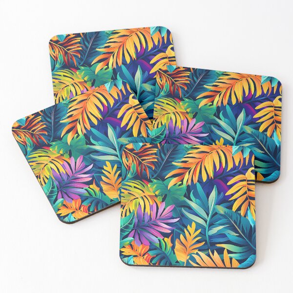 Item preview, Vibrantly Colorful Tropical Palm Leaves Exotic Fantasy Art designed and sold by DEC02.