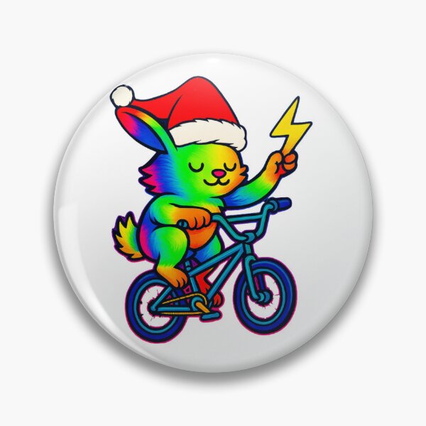 Aperçu de l'œuvre Lapin arc-en-ciel sur un vélo-boîte – Motif éclair créée et vendue par STATICDUST.