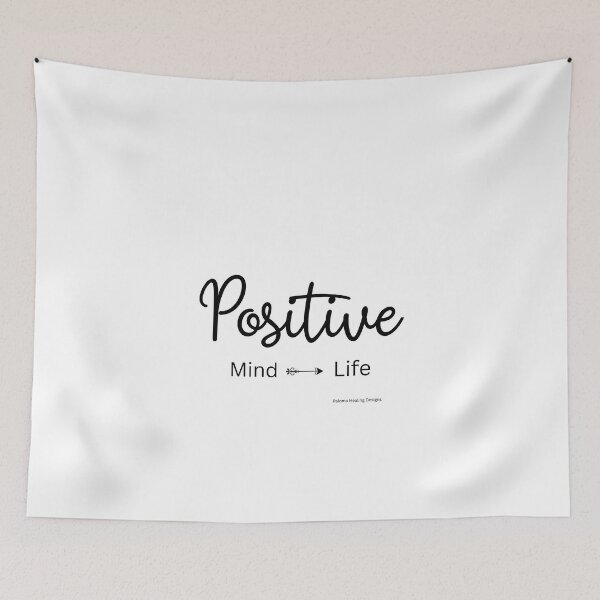 Item preview, "Positive" slogan in cursive black designed and sold by PalomaHealing24.