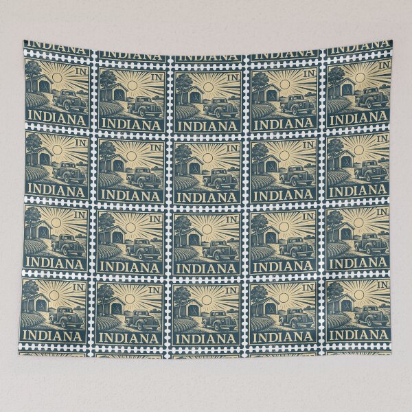 Item preview, Indiana Vintage Stamp Design - Covered Bridges & Crops designed and sold by Automotive Art by Greg.