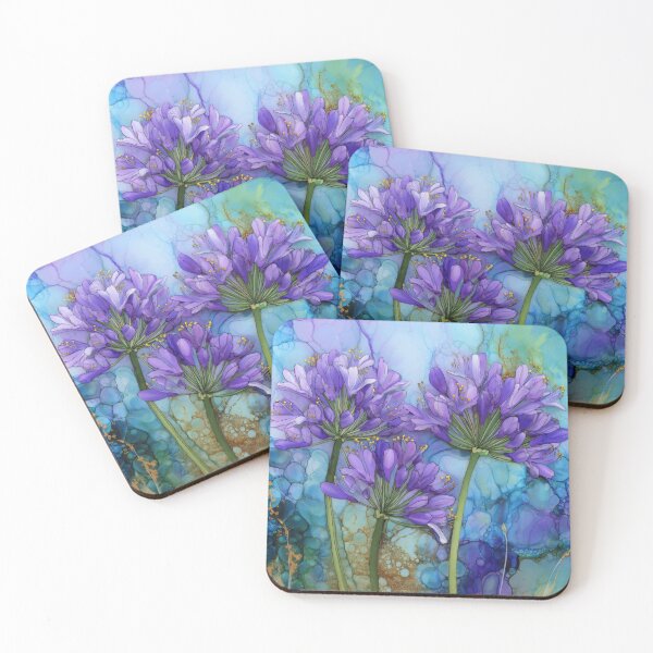 Item preview, Vibrant Blue and Purple Agapanthus Flower Art – Alcohol Ink Botanical Design designed and sold by dawnleblanc55.