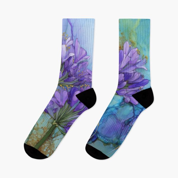 Item preview, Vibrant Blue and Purple Agapanthus Flower Art – Alcohol Ink Botanical Design designed and sold by dawnleblanc55.