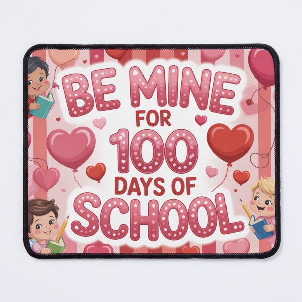 Item preview, Be Mine for 100 Days of School – Cute Valentine Kids Mouse Pad designed and sold by STDesignss.