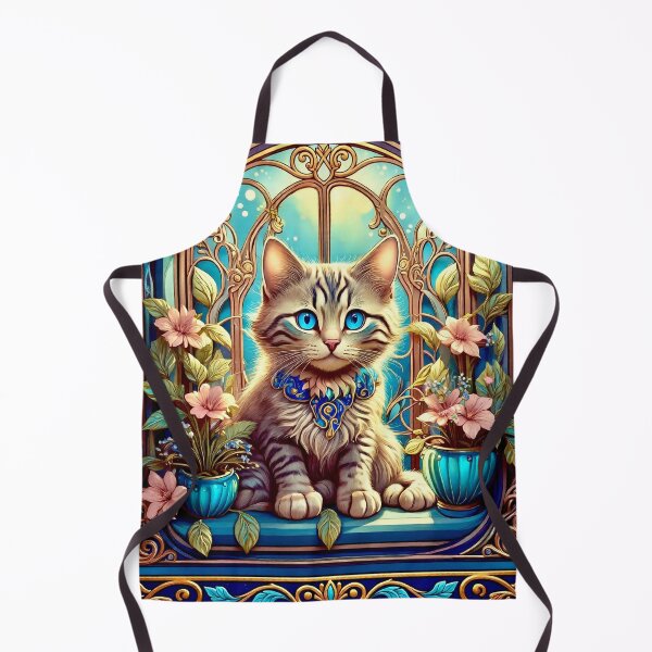 Item preview, Klimt Cat with Blue Eyes and Necklace  designed and sold by Vicky Brago-Mitchell®.