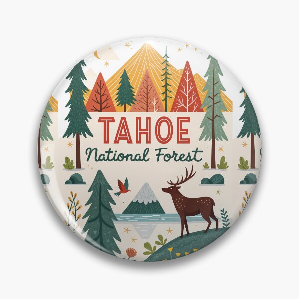 Item preview, Tahoe National Forest Poster – Whimsical Nature Landscape with Deer and Moon designed and sold by Witsprings.