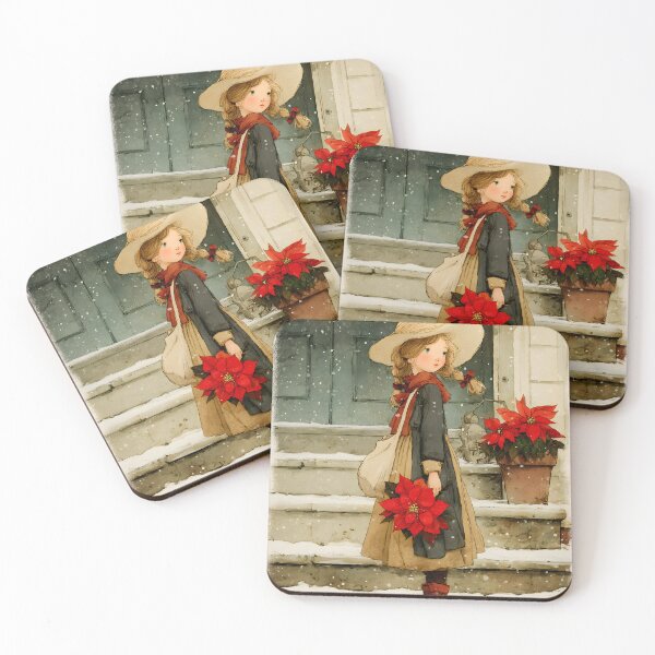 Item preview, Girl with Winter Poinsettias designed and sold by daila70.