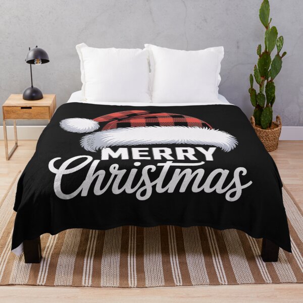 Item preview, Merry Christmas T-Shirt: Red Buffalo Plaid Santa Hat Graphic. Festive Lumberjack Style Typography designed and sold by ZyxDes.