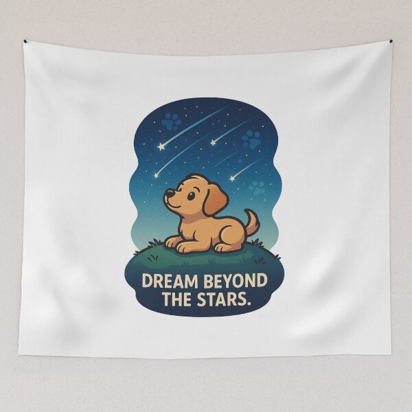 Item preview, Dreamy Shooting Star Puppy – “Dream Beyond the Stars” Inspirational Dog Design designed and sold by PawWave.