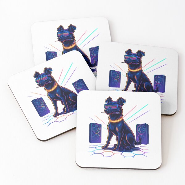 Item preview, Neon Cyber Dog – LED Glasses Party Pup on Glow Dance Floor designed and sold by PawWave.