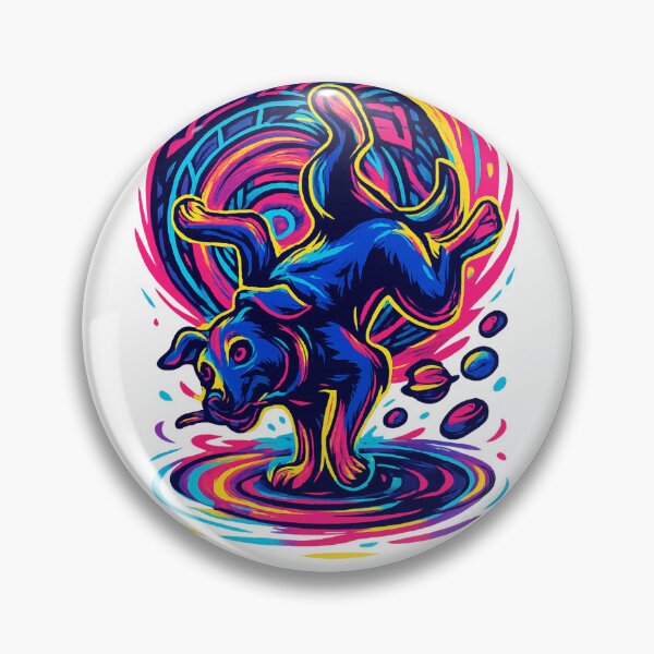 Item preview, Vortex Dancer – Psychedelic Neon Breakdancing Dog Art designed and sold by PawWave.