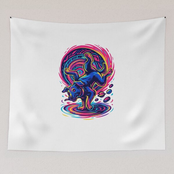 Item preview, Vortex Dancer – Psychedelic Neon Breakdancing Dog Art designed and sold by PawWave.
