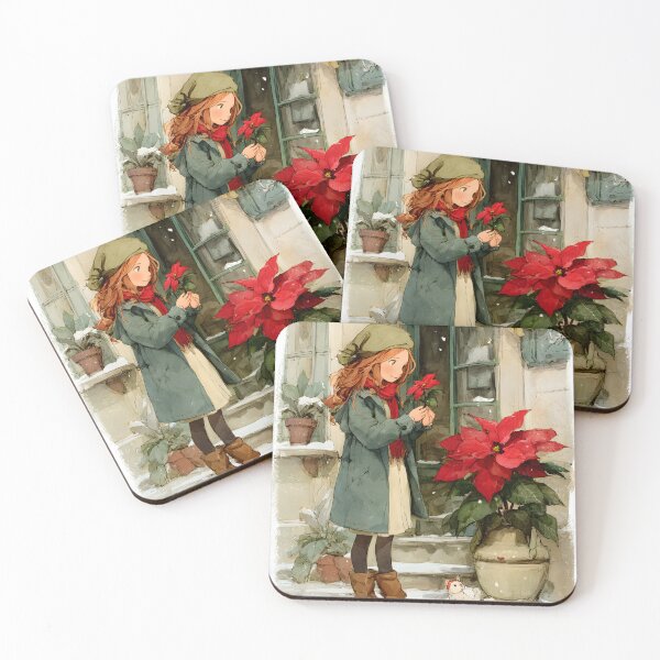 Item preview, Girl with Poinsettias in Winter designed and sold by daila70.