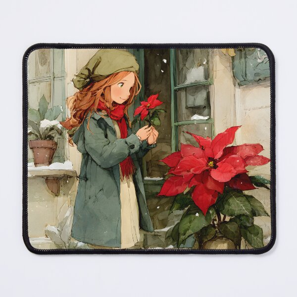 Item preview, Girl with Poinsettias in Winter designed and sold by daila70.