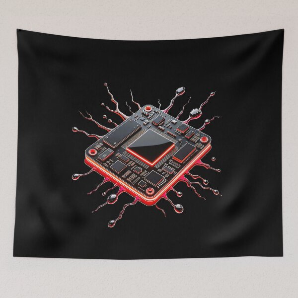 Item preview, Neon Cyberpunk AI Microchip Explosion – Futuristic Circuit Board Tech Art designed and sold by Dark-Circuit-Haven.