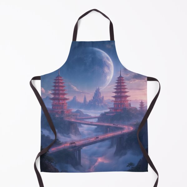 Item preview, Mystic Moonlit Pagoda City - Fantasy Landscape Art designed and sold by vekotpu.
