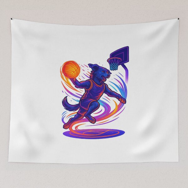 Item preview, Sky Dunk Pup – Neon Slam Dunk Dog Basketball Art designed and sold by PawWave.
