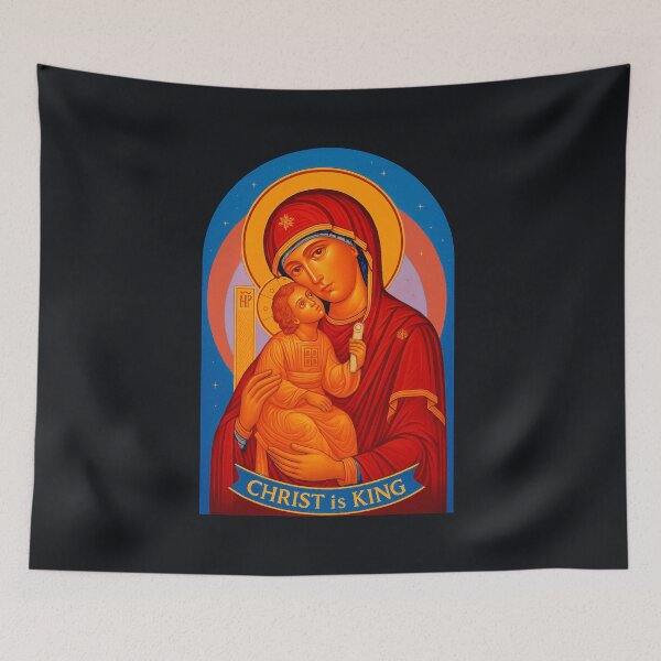 Item preview, Christ is King – Modern Byzantine Madonna & Child Icon designed and sold by Sanctum Icons.