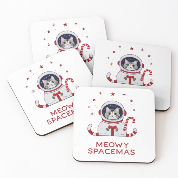 Item preview, Meowy Spacemas Cat Astronaut T-Shirt: Funny Space Christmas Kitty in Festive Suit with Candy Cane designed and sold by ZyxDes.