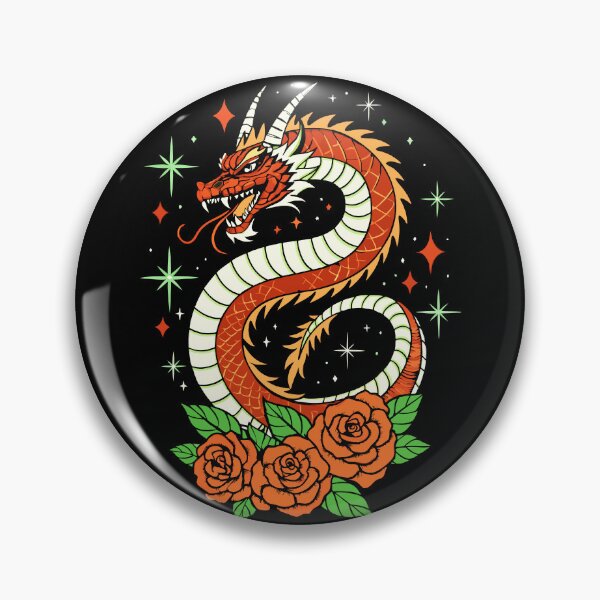 Item preview,  Oriental Dragon with Red Roses Illustration designed and sold by VikArtStudio.