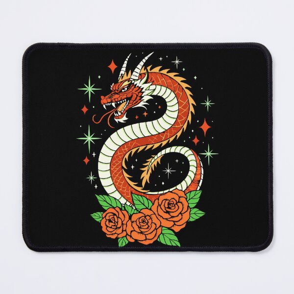 Item preview,  Oriental Dragon with Red Roses Illustration designed and sold by VikArtStudio.