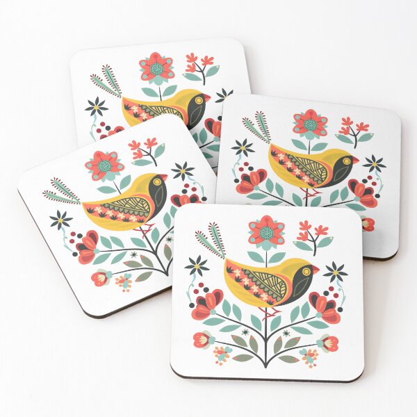 Item preview, Scandinavian Folk Art, Bird and Flowers designed and sold by xiao xuans.