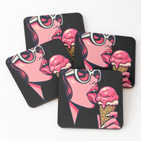 Item preview, Pop Girl with Pink Ice Cream designed and sold by Sauartsy.