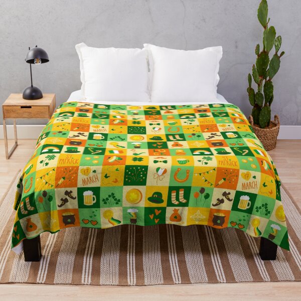 Item preview, Festive St Patricks Day Pattern with Lucky Icons and Bright Irish Colors designed and sold by All-Of-Art.