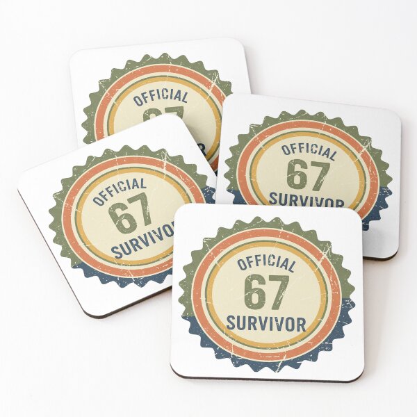 Item preview, Official 67 Survivor – Retro Badge Meme designed and sold by bennasener.