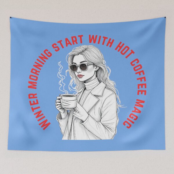 Item preview, Winter Coffee Aesthetic Girl Illustration for Cozy Morning Lovers designed and sold by MARK-ZONE.