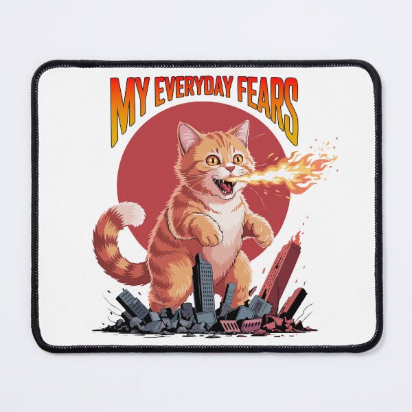 Item preview, Cute Giant Orange Cat Fire Breathing With Everyday Fears Text designed and sold by Tong4130.