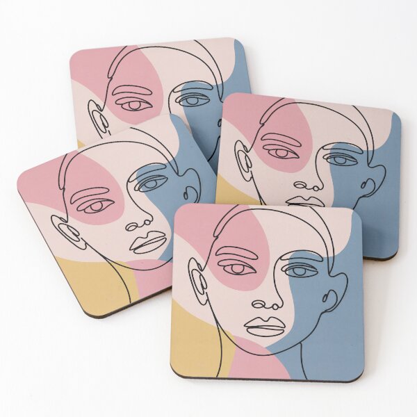 Item preview, Minimal Continuous Line Art Face Phone Case: Modern Serene Expression Drawing with Muted Pastel Pink/Blue Background designed and sold by ZyxDes.
