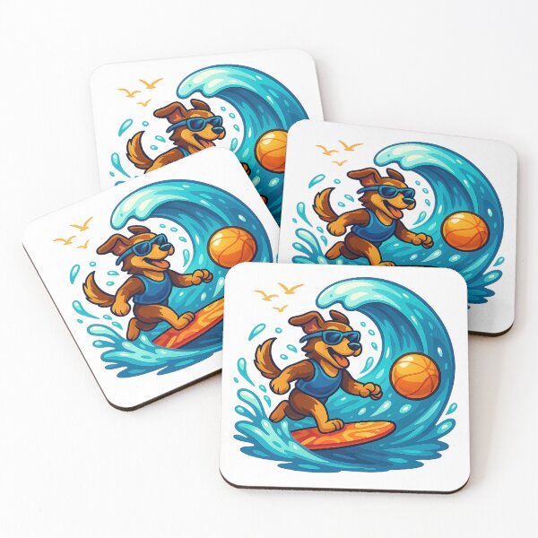 Item preview, Wave Rider Pup – Surfing Dog on Big Summer Wave Cartoon designed and sold by PawWave.