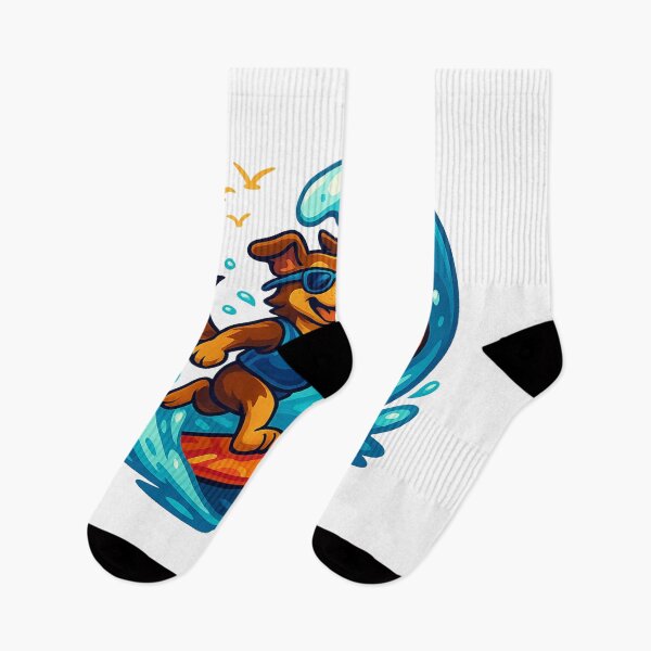 Item preview, Wave Rider Pup – Surfing Dog on Big Summer Wave Cartoon designed and sold by PawWave.