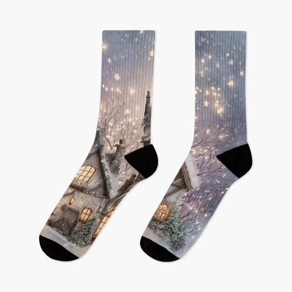 Item preview, Magical Snowy Winter Cottage Scene designed and sold by PaintbrushPlace.