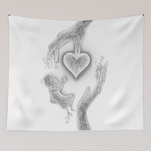 Item preview, Romantic Hands Holding Heart Sketch designed and sold by DKRPalette.
