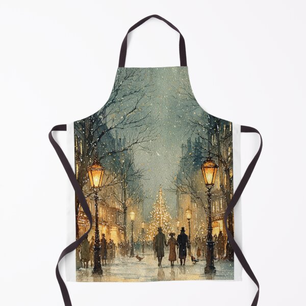 Item preview, Victorian Christmas Street Scene - Vintage Watercolor Art designed and sold by Lamarcy.