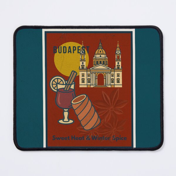 Item preview, Budapest Chimney Cake & Mulled Wine Poster — Winter Spice Art Deco City Print designed and sold by IdolejaArt.