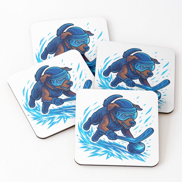 Item preview, Ice Blaze Skater – Neon Hockey Dog Speeding on Ice Cartoon designed and sold by PawWave.