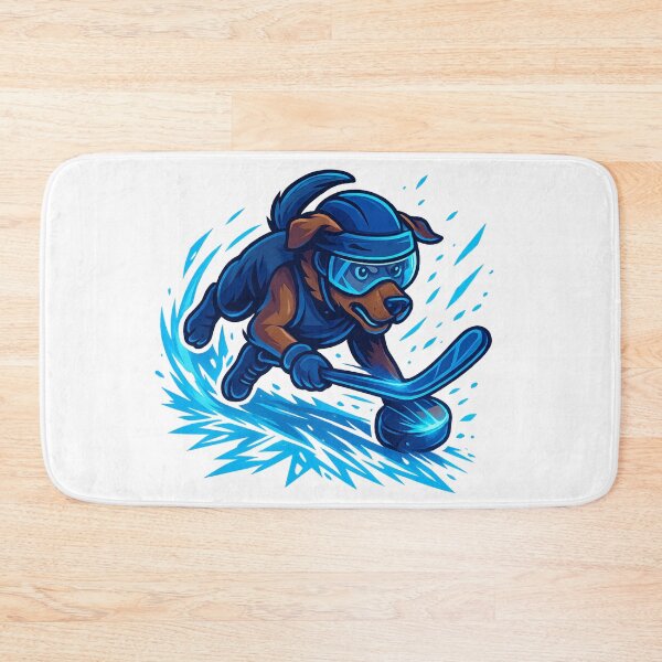 Item preview, Ice Blaze Skater – Neon Hockey Dog Speeding on Ice Cartoon designed and sold by PawWave.
